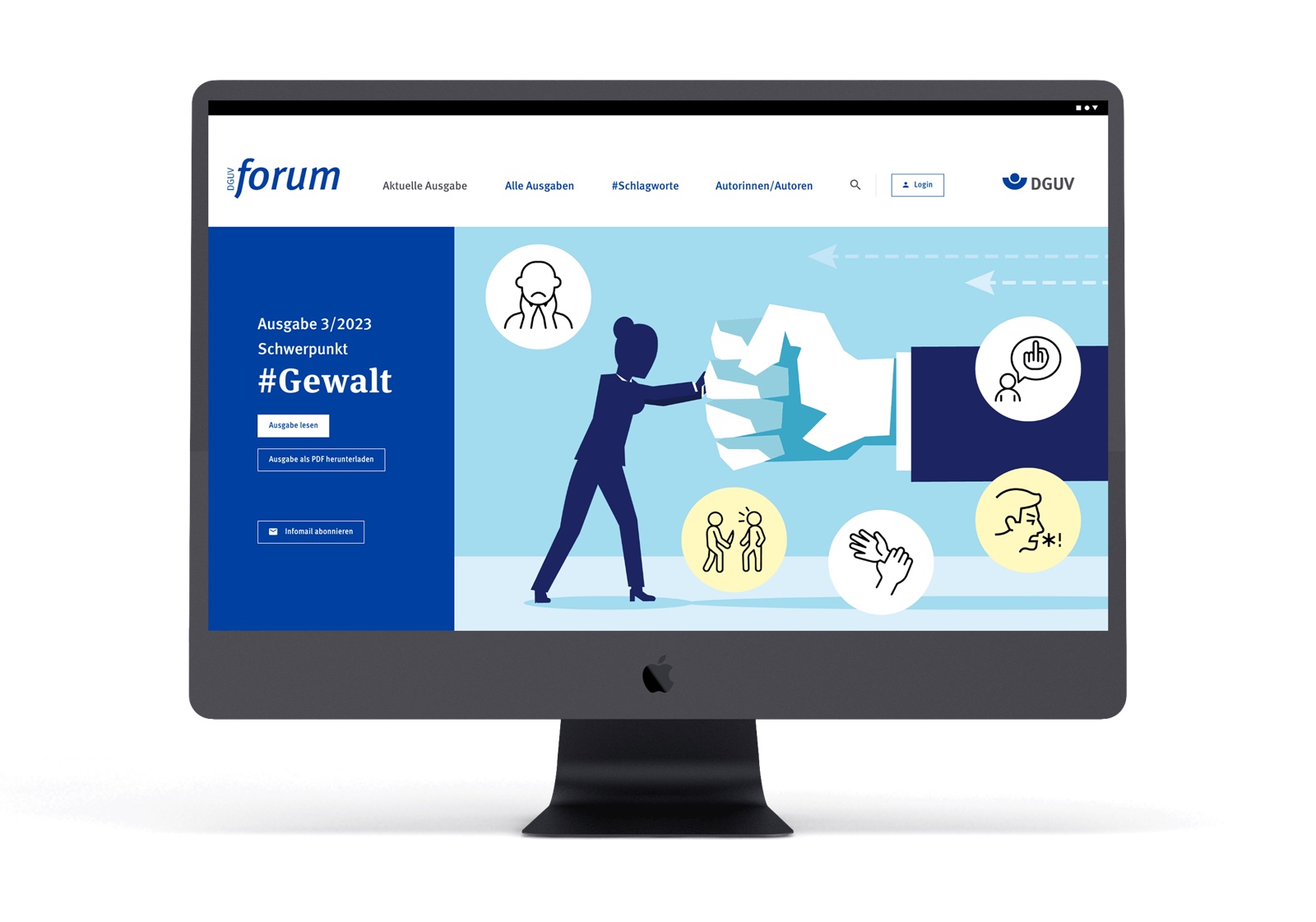 Die Website des DGUV Forum auf einem iMac