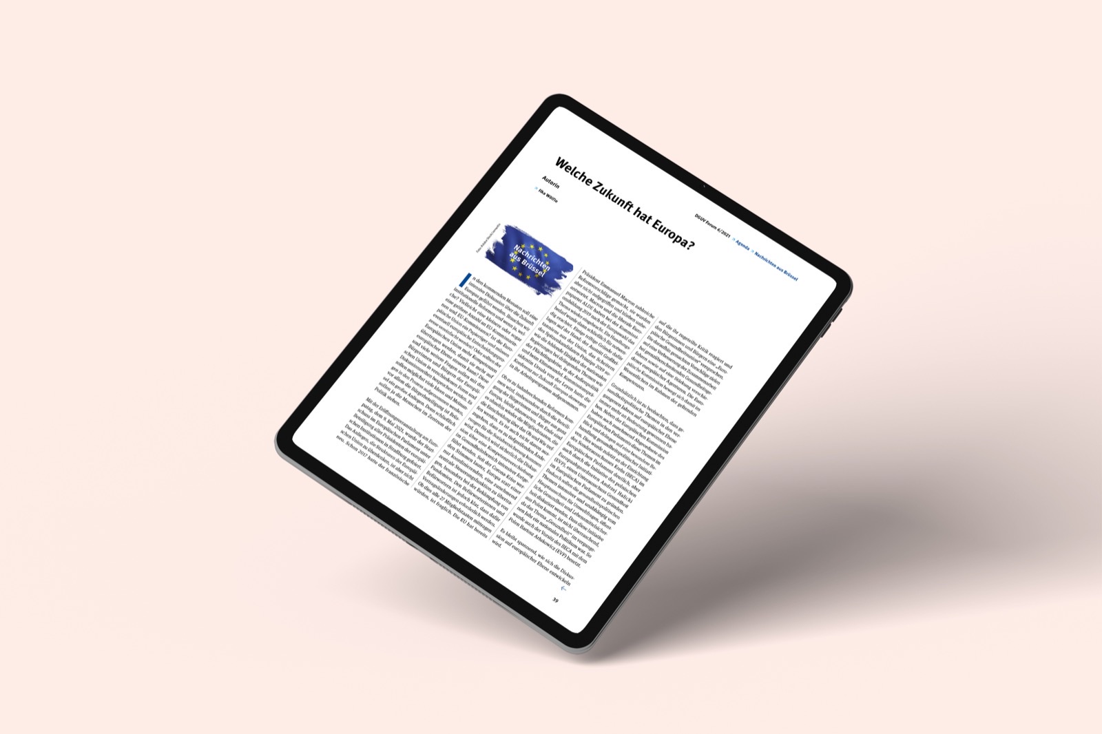 Eine Beitragsseite des DGUV Forum auf einem iPad