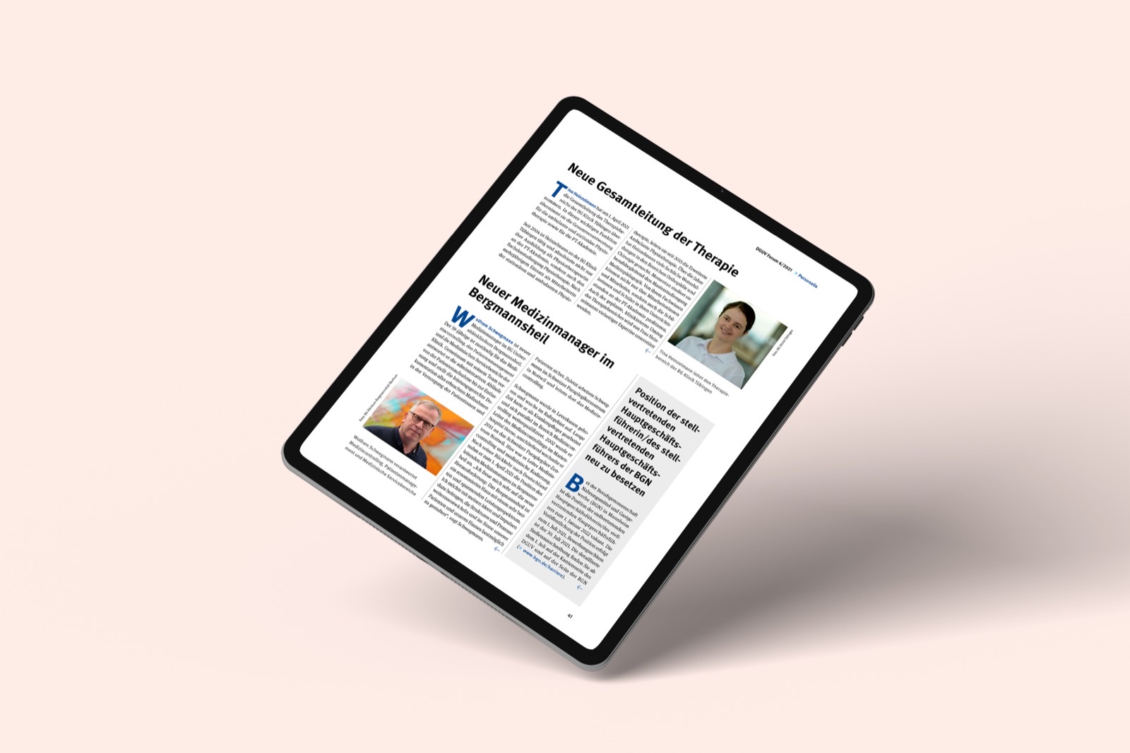 Eine Beitragsseite des DGUV Forum auf einem iPad