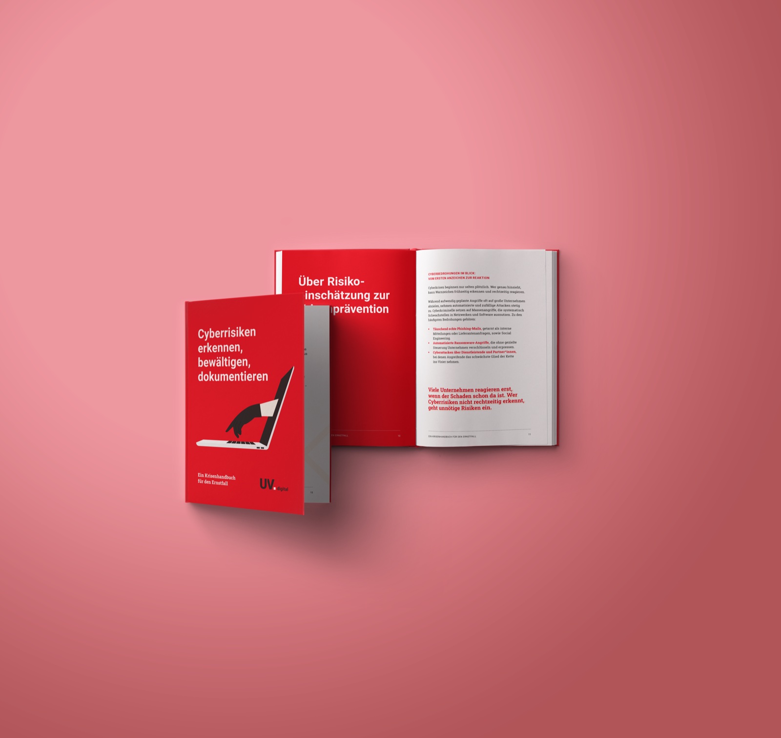 Krisenhandbuch: Cover und Doppelseite aus dem Inhalt
