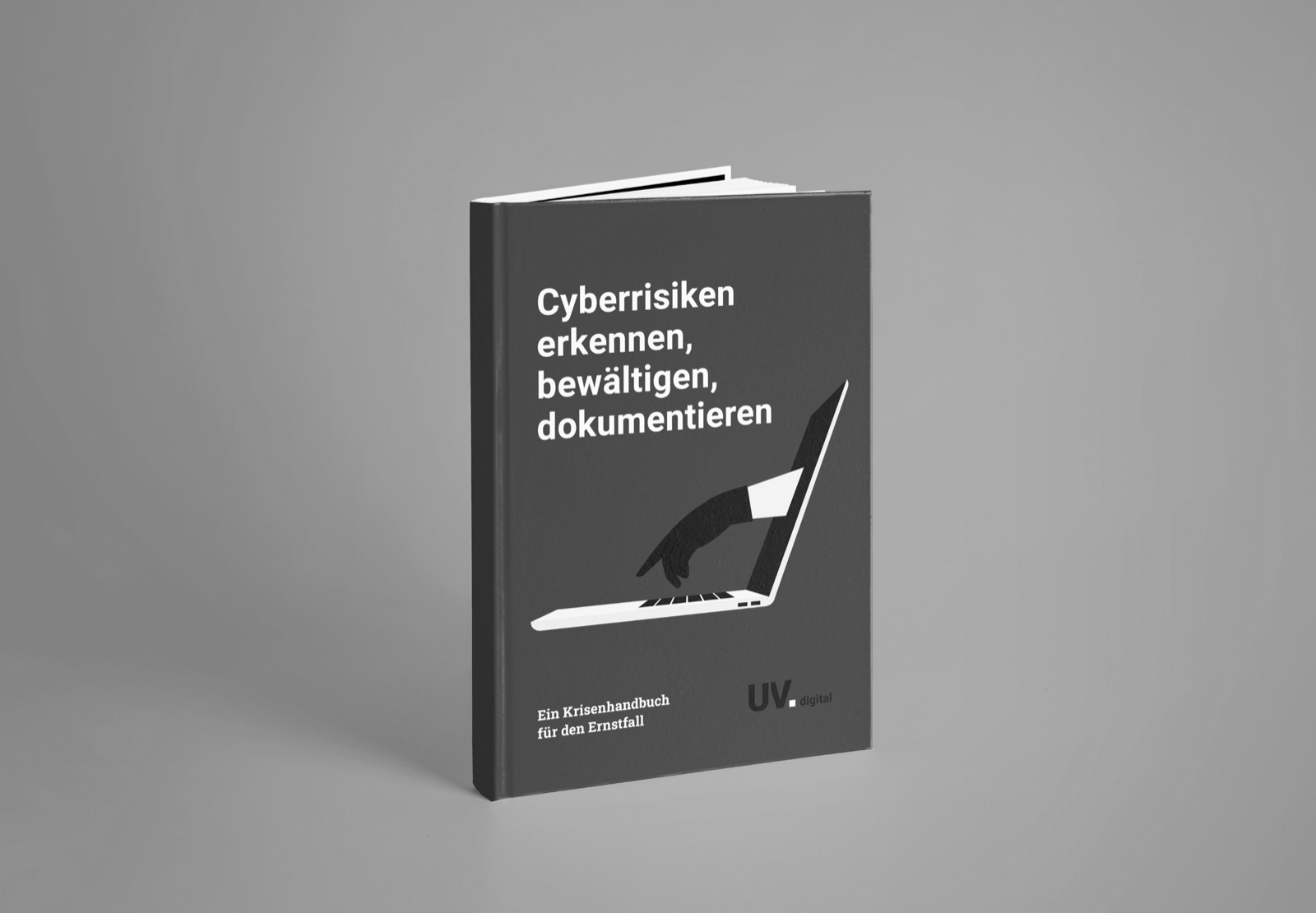 Krisenhandbuch: Cover, seitlich stehend, schwarz-weiss