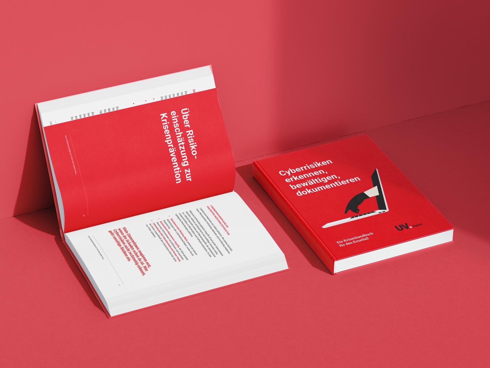 Krisenhandbuch: Cover und Doppelseite aus dem Inhalt, liegend