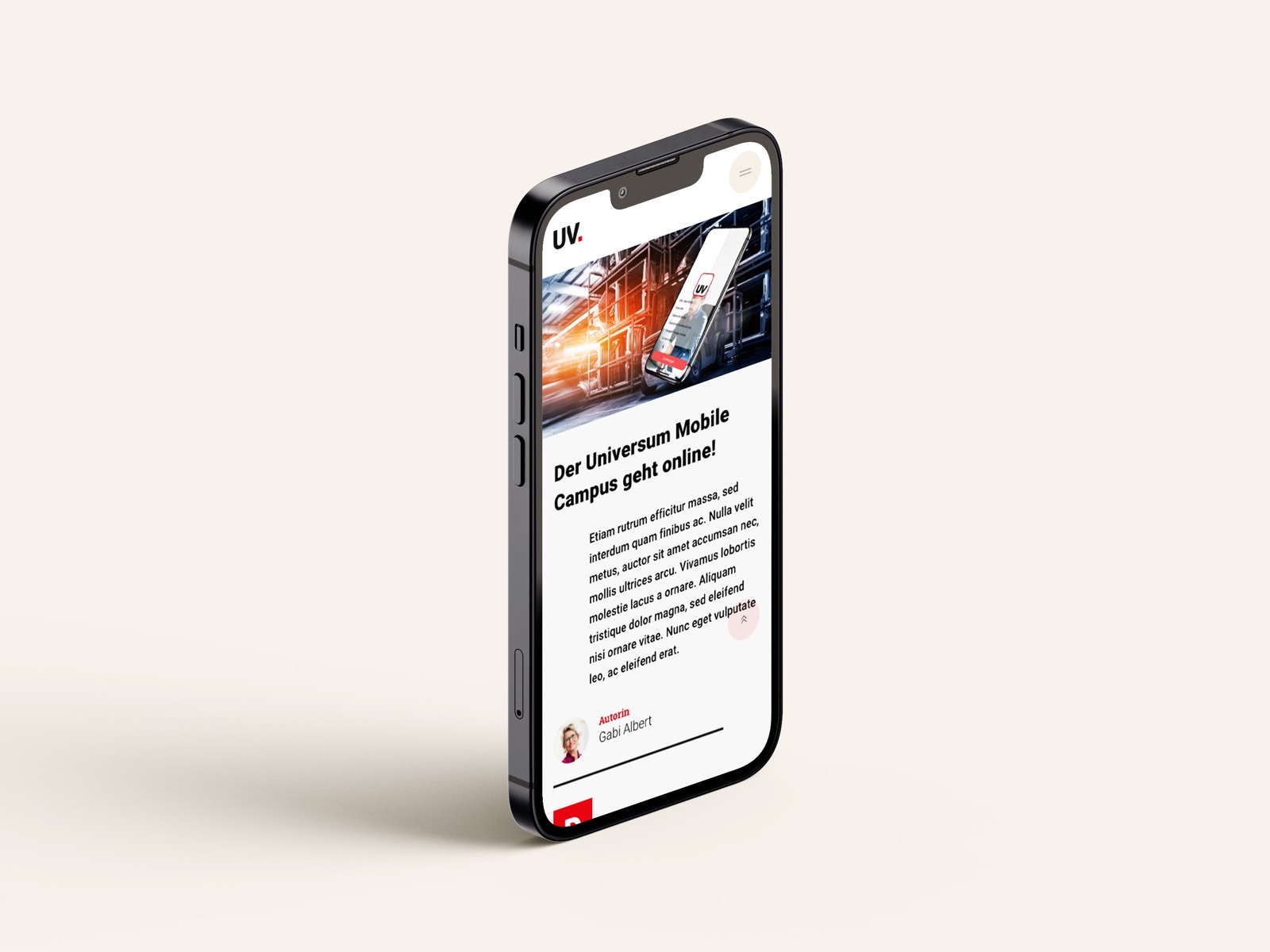Universum Website: Smartphone-Ansicht