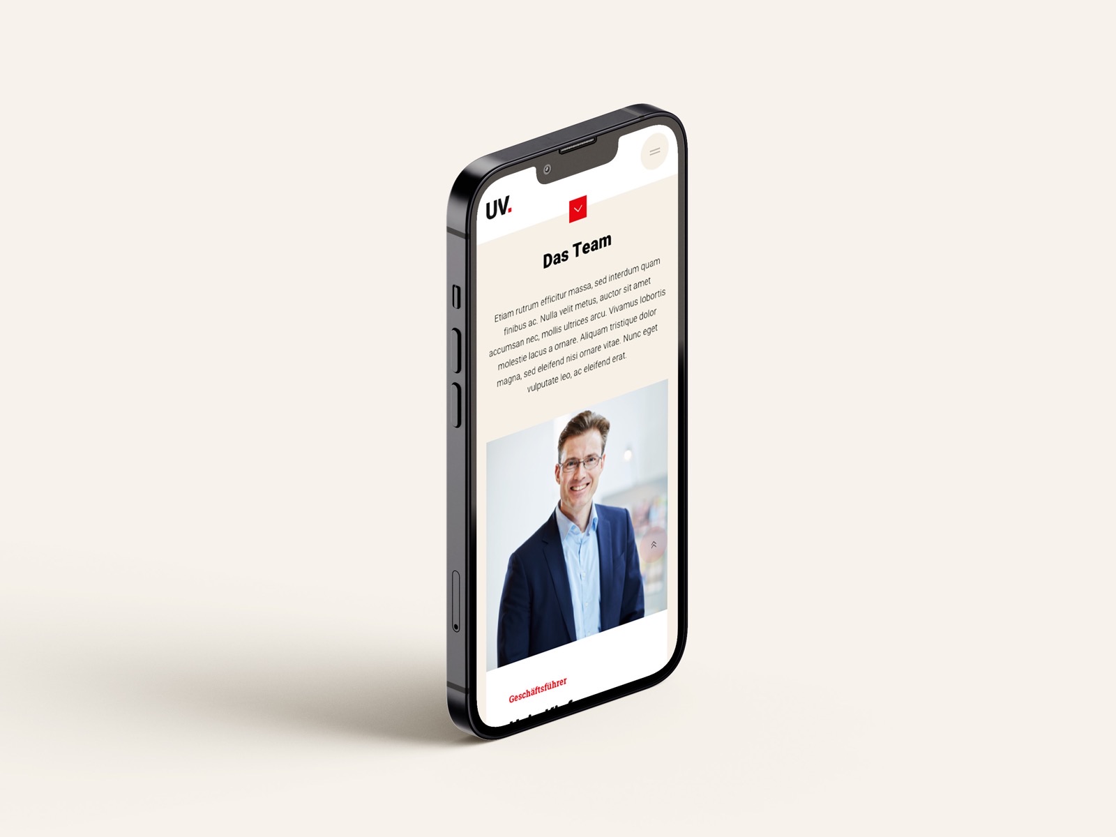 Universum Website: Smartphone-Ansicht